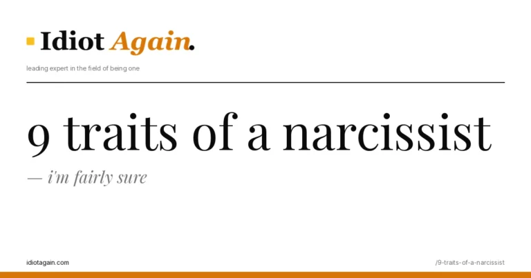 post cover for traits of a narcissist featured: hand-drawn editorial illustration, idiotagain.com palette