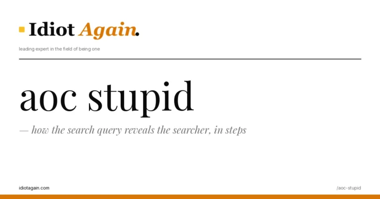 minimalist editorial cover about aoc stupid, black ink and yellow tones, idiotagain.com