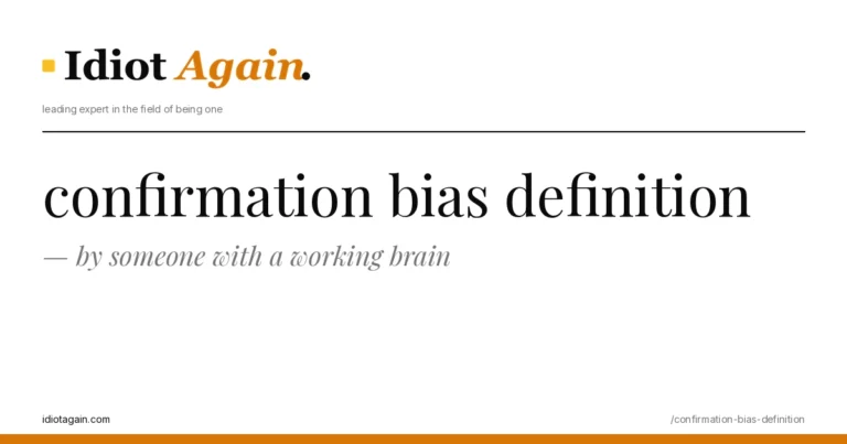 editorial illustration about confirmation bias definition — yellow and black palette, idiotagain.com style