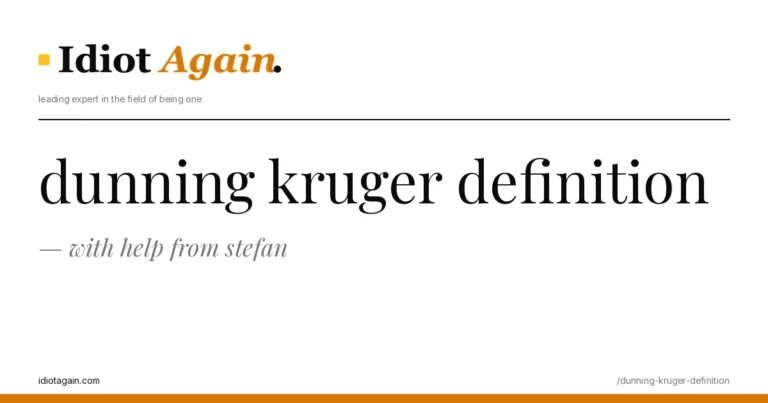 editorial illustration about dunning kruger definition — yellow and black palette, idiotagain.com style