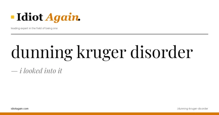 horizontal banner for the dunning kruger disorder article, idiotagain editorial style, yellow accent