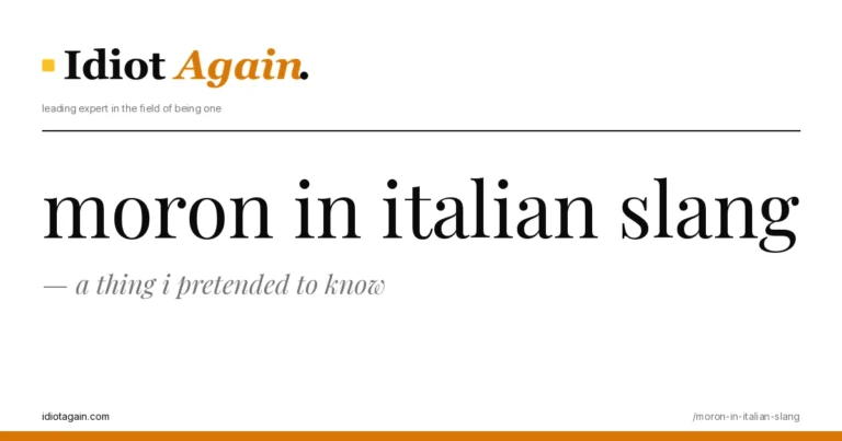 post cover for moron in italian slang: hand-drawn editorial illustration, idiotagain.com palette
