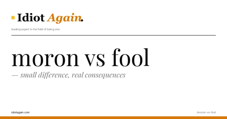 editorial illustration about moron vs fool — yellow and black palette, idiotagain.com style