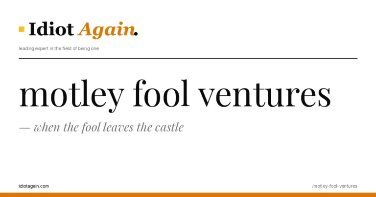 minimalist editorial cover about motley fool ventures, black ink and yellow tones, idiotagain.com