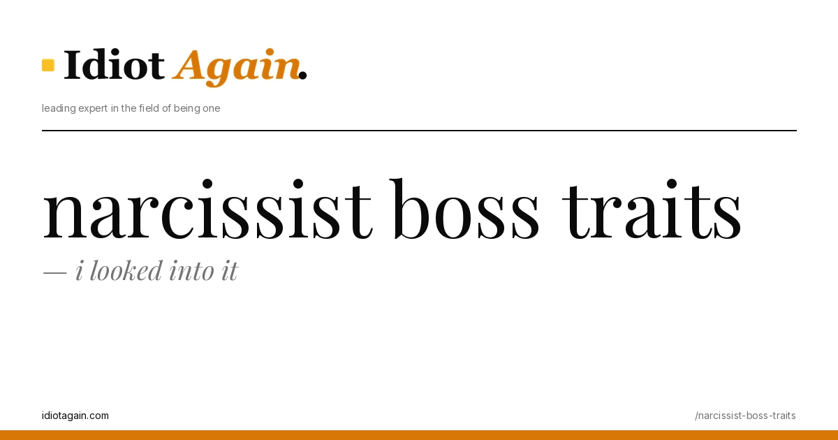 editorial illustration about narcissist boss traits — yellow and black palette, idiotagain.com style