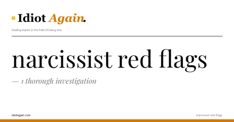narcissist red flags on a yellow background — editorial cover illustration from idiotagain.com