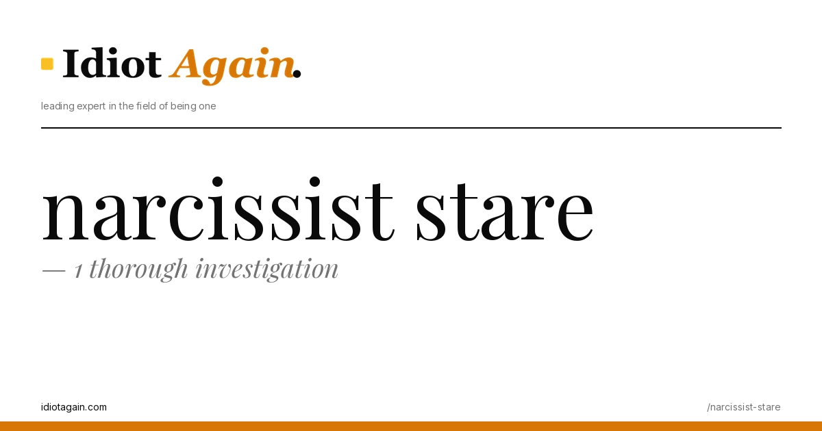 minimalist editorial cover about narcissist stare, black ink and yellow tones, idiotagain.com