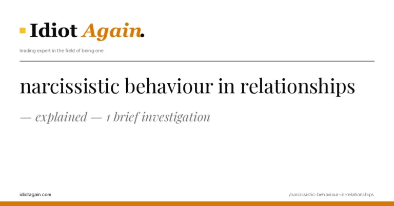 narcissistic behaviour in relationships explained — 1 brief investigation 4 horizontal banner for the narcissistic behaviour in relationships article, idiotagain editorial style, yellow accent