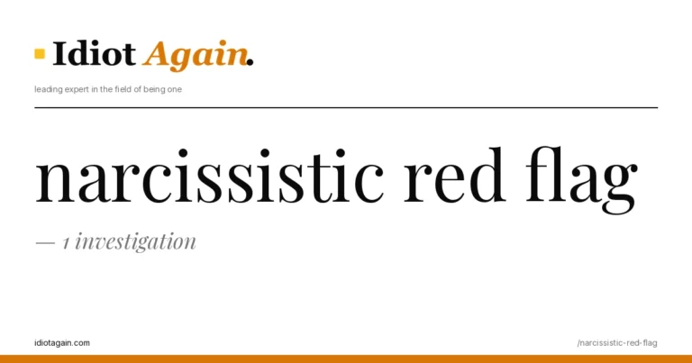 horizontal banner for the narcissistic red flag article, idiotagain editorial style, yellow accent