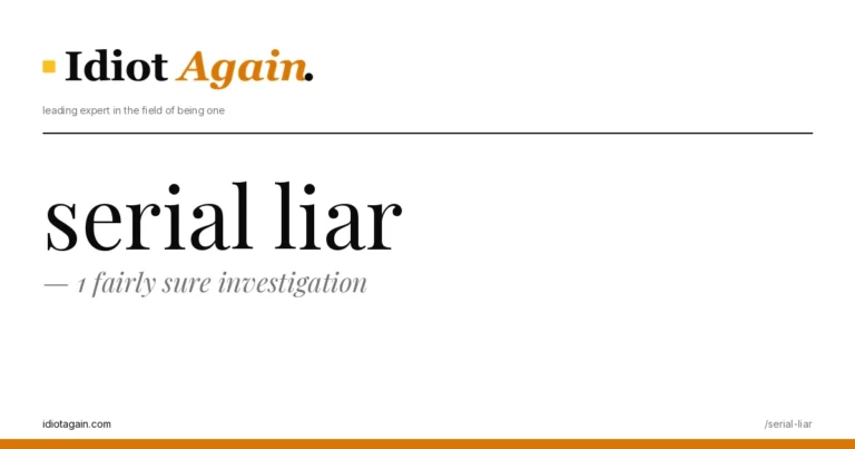 serial liar, visualised — flat editorial illustration with yellow highlights, idiotagain.com