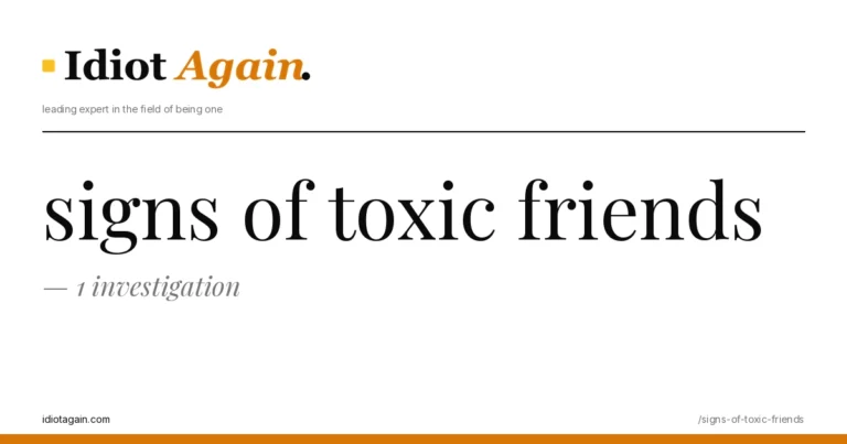 horizontal banner for the signs of toxic friends article, idiotagain editorial style, yellow accent