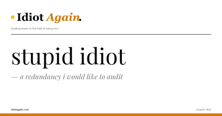 post cover for stupid idiot: hand-drawn editorial illustration, idiotagain.com palette