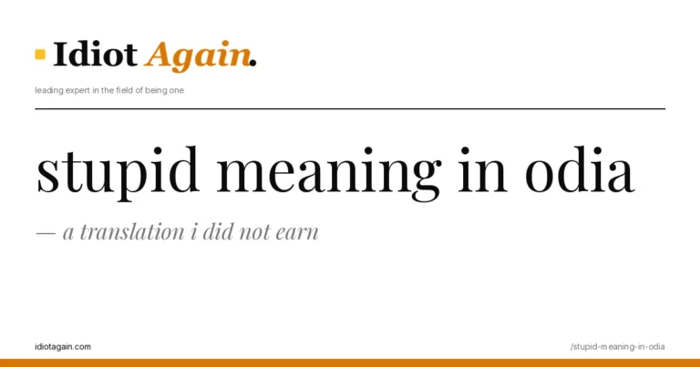 lead image for the idiotagain.com investigation on stupid meaning in odia