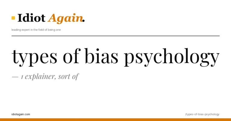 editorial illustration about types of bias psychology — yellow and black palette, idiotagain.com style